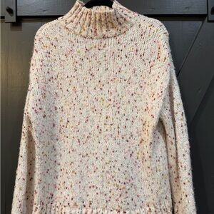 LOFT Multicolor Speckled Turtleneck Sweater